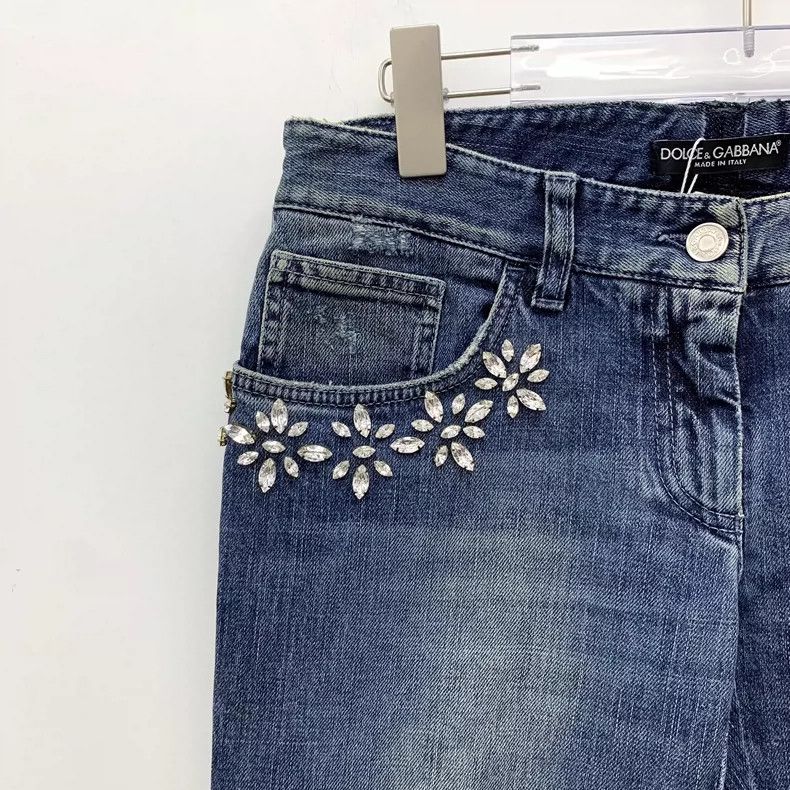 Dolce & Gabbana Dolce&Gabbana Denim Pants with Rhinestones Size 40" / US 18 - 3 Thumbnail