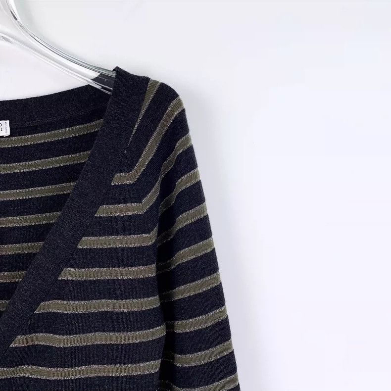 Brunello Cucinelli Brunello Cucinelli Striped Wool Long Sleeve Cardigan Size ONE SIZE - 3 Thumbnail