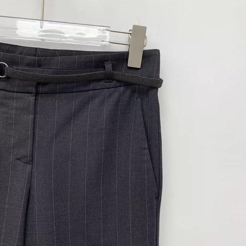 Brunello Cucinelli Brunello Cucinelli Gray Striped Wool Pants Size 38" / US 16 / IT 52 - 3 Thumbnail