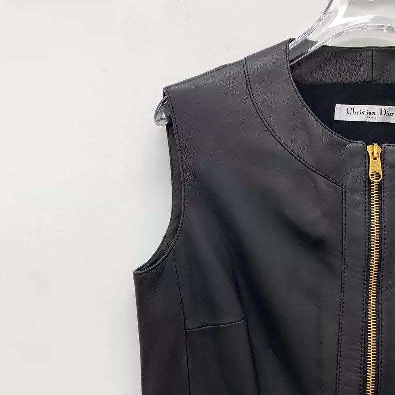 Dior Black Leather Zippered Dress by Christian Dior Size S / US 4 / IT 40 - 3 Thumbnail