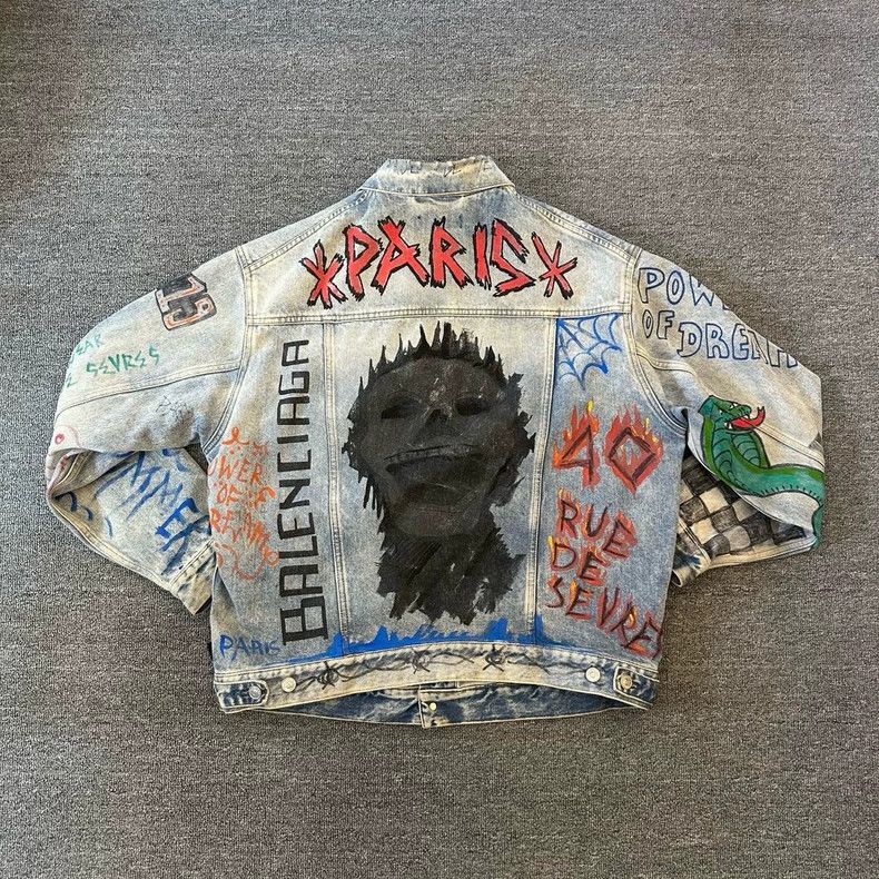 Balenciaga Oversized Graffiti Denim Jacket by Balenciaga Size S / US 4 / IT 40 - 2 Thumbnail