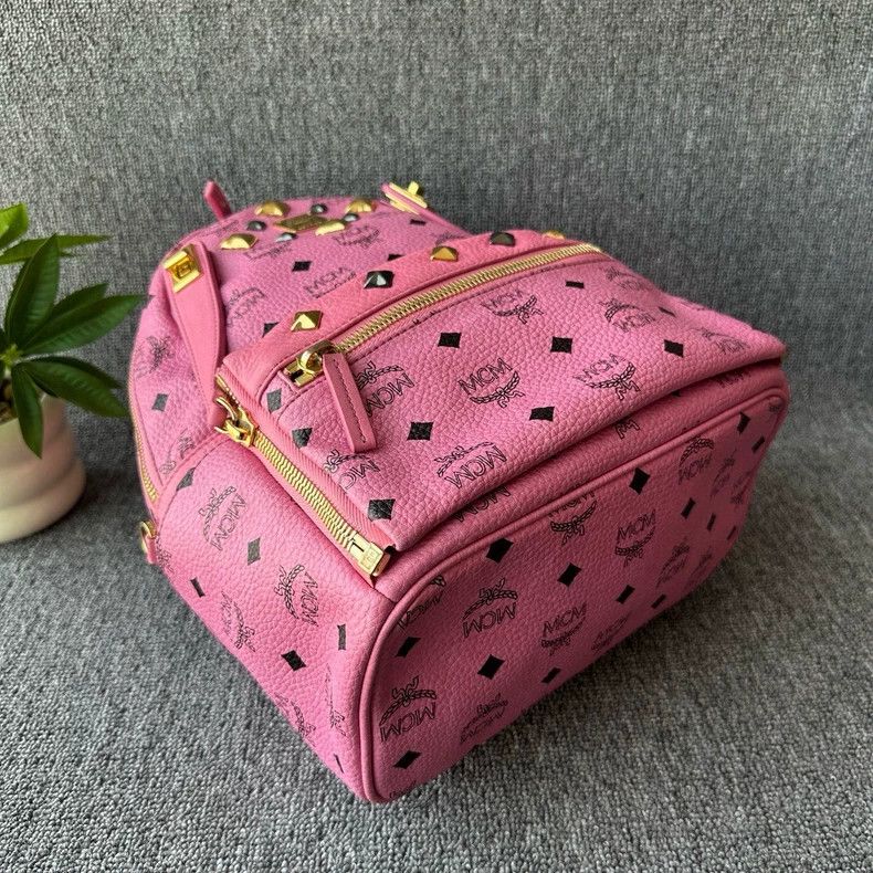 MCM MCM Stark Visetos Pink Leather Backpack Size ONE SIZE - 3 Thumbnail