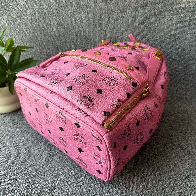 MCM MCM Stark Visetos Pink Leather Backpack Size ONE SIZE - 4 Thumbnail