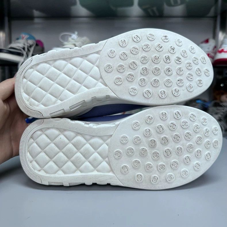 Chanel Chanel Double C Sports Sneakers White Blue Size US 6 / IT 36 - 7 Thumbnail