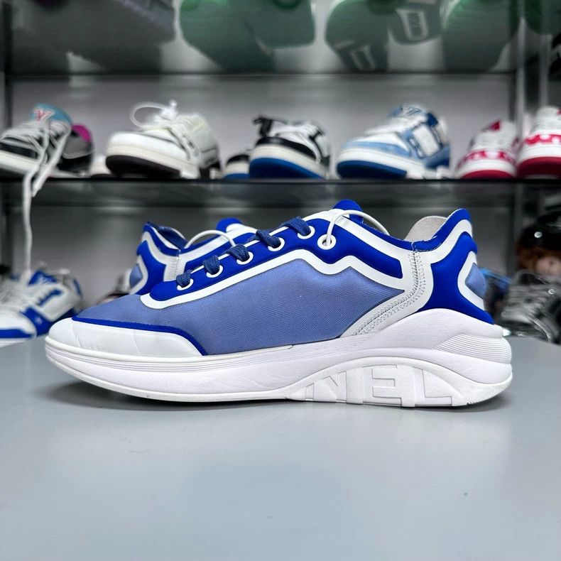 Chanel Chanel Double C Sports Sneakers White Blue Size US 6 / IT 36 - 4 Thumbnail