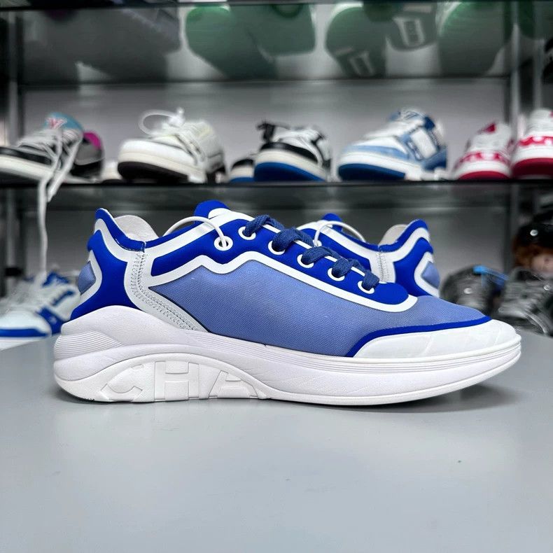 Chanel Chanel Double C Sports Sneakers White Blue Size US 6 / IT 36 - 3 Thumbnail