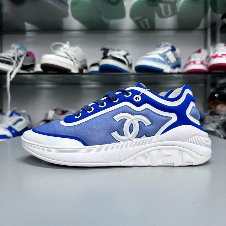 Chanel Chanel Double C Sports Sneakers White Blue Size US 6 / IT 36 - 2 Thumbnail