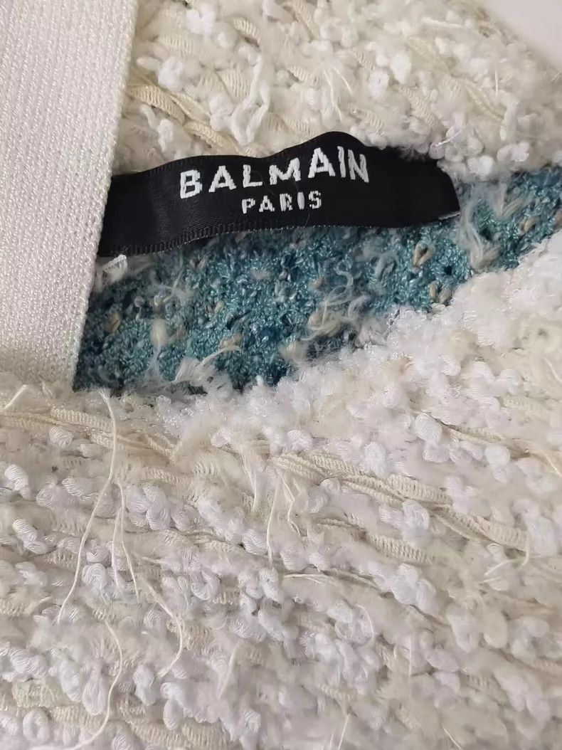 Balmain Blue Tweed Fringe Vest Dress by Balmain Size S / US 4 / IT 40 - 3 Thumbnail