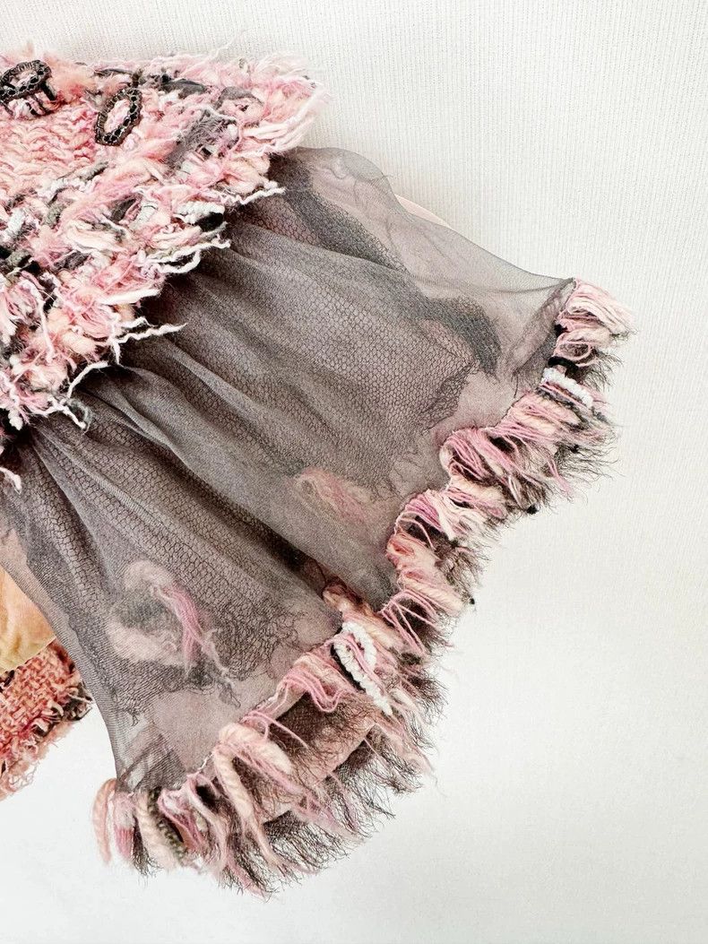 Chanel Chanel Pink Woven Jacket with Frill Details Size S / US 4 / IT 40 - 5 Thumbnail