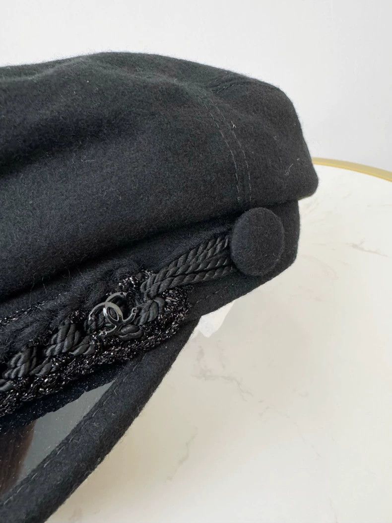 Chanel Chanel Black Newsboy Cap M Size Size ONE SIZE - 2 Thumbnail