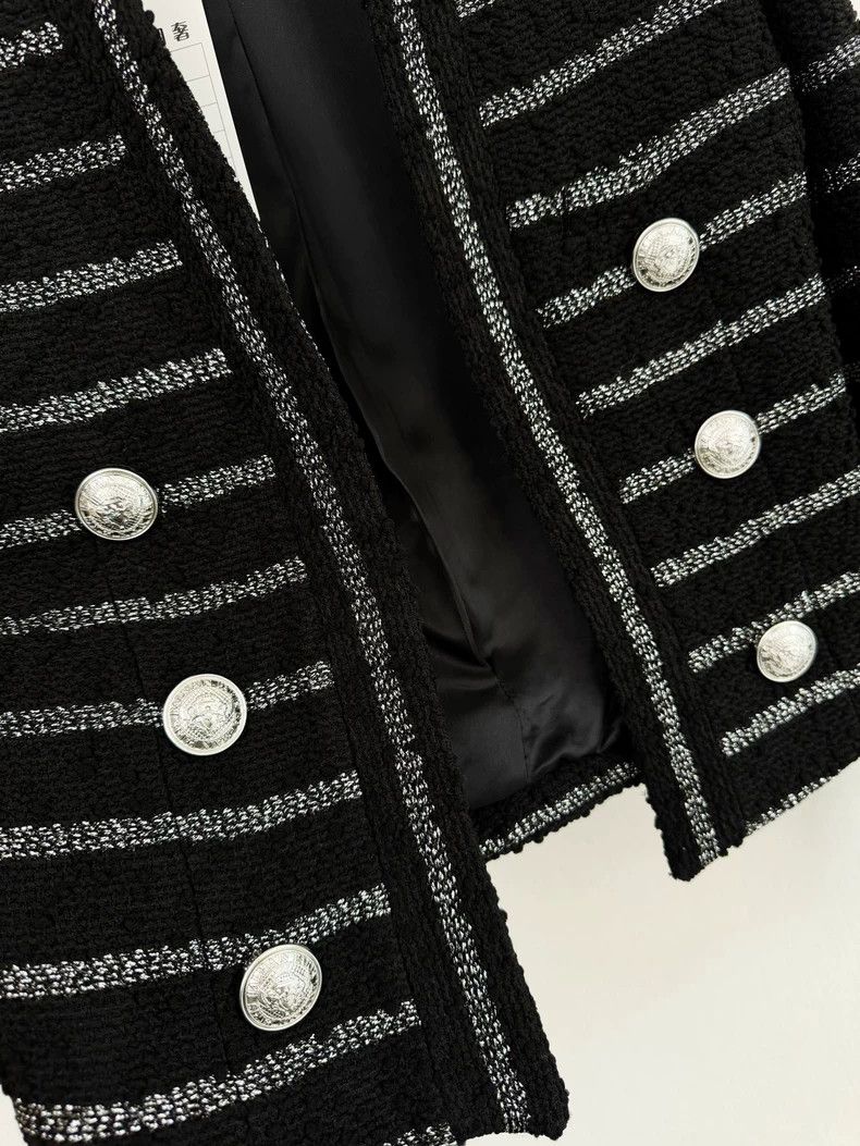 Balmain Balmain Striped Woven Jacket in Black Size XS / US 0-2 / IT 36-38 - 3 Thumbnail