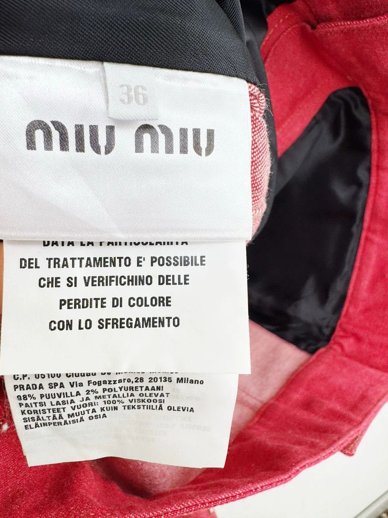 Miu Miu Miumiu Red Denim Jacket with Pearls Size S / US 4 / IT 40 - 5 Thumbnail