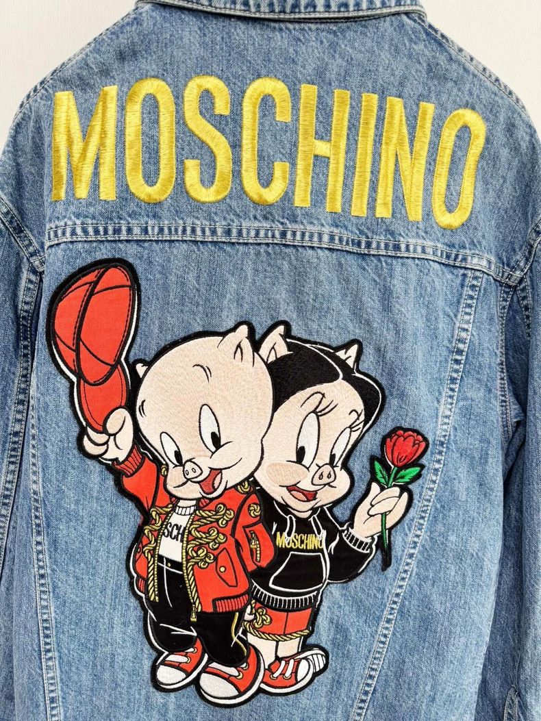 Moschino Moschino Denim Jacket with Embroidered Character Size S / US 4 / IT 40 - 3 Thumbnail