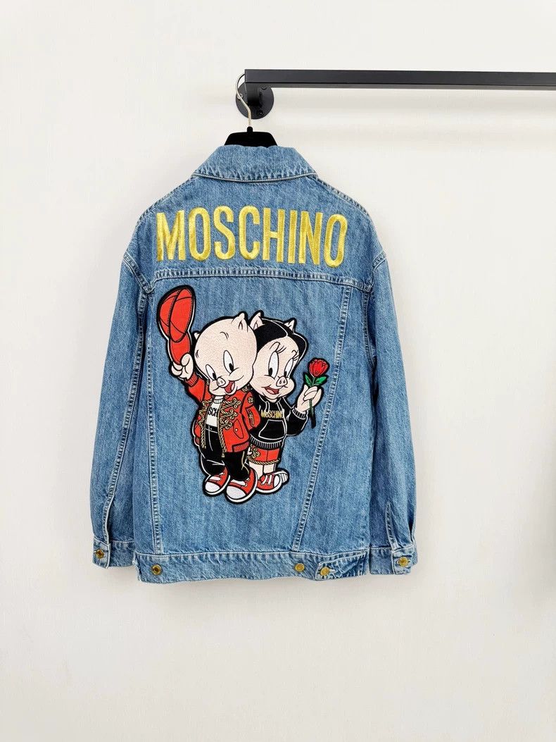 Moschino Moschino Denim Jacket with Embroidered Character Size S / US 4 / IT 40 - 7 Thumbnail