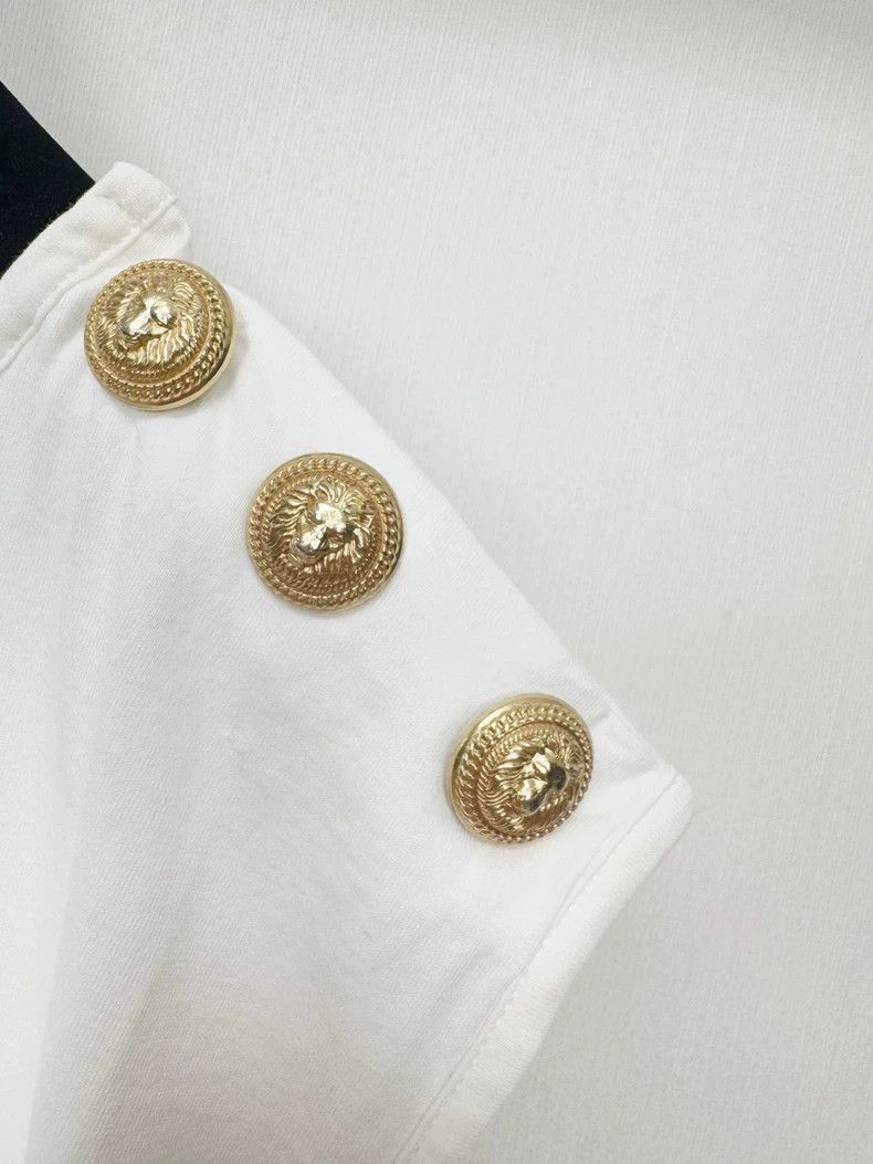 Balmain Balmain Short Sleeve Top with Button Details Size L / US 10 / IT 46 - 2 Thumbnail