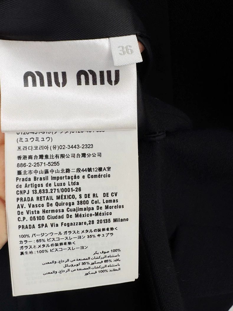 Prada Miumiu Water Rhinestone Wool Coat Size S / US 4 / IT 40 - 3 Thumbnail