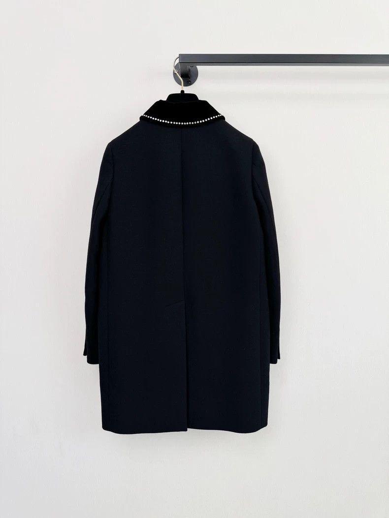 Prada Miumiu Water Rhinestone Wool Coat Size S / US 4 / IT 40 - 6 Thumbnail