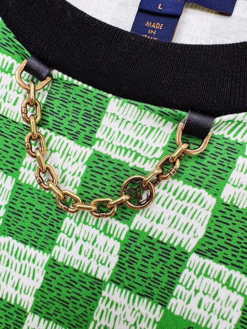 Louis Vuitton Louis Vuitton Green Checkered Short Sleeve Top Size L / US 10 / IT 46 - 3 Thumbnail