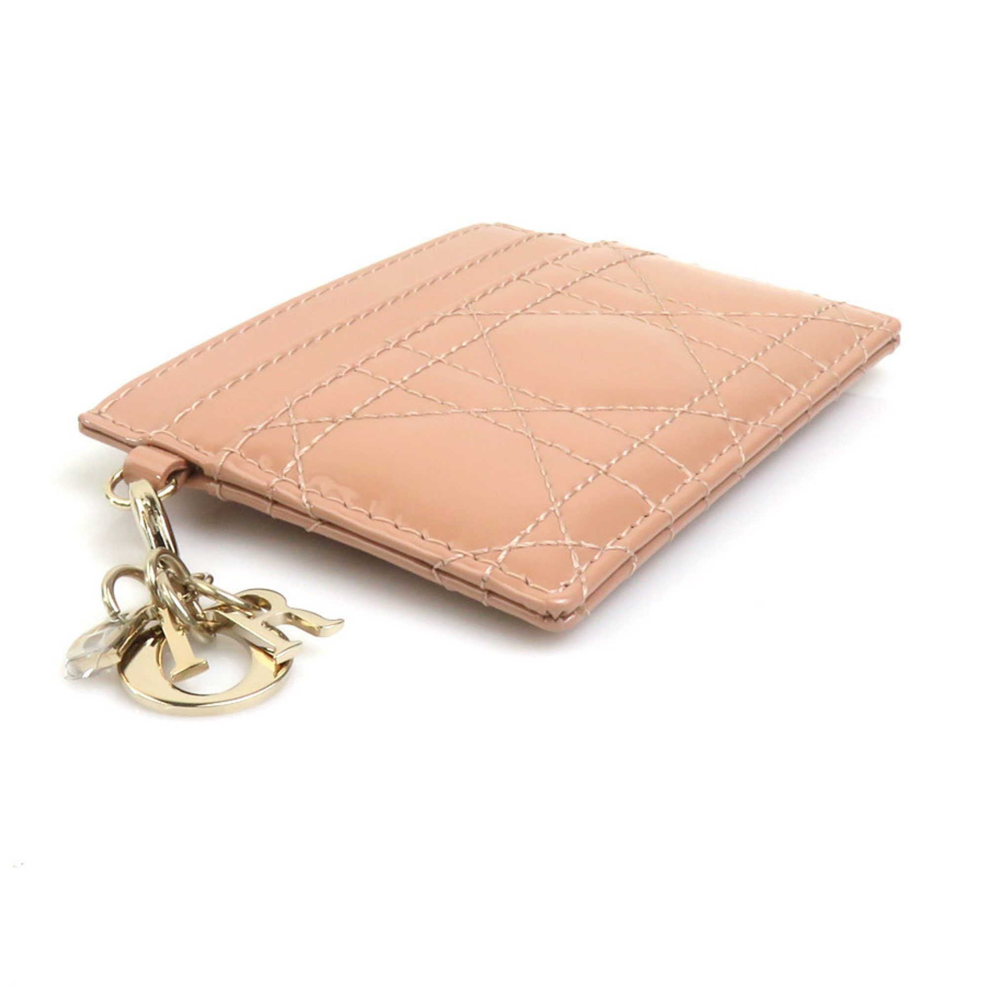 Dior Christian Dior Business Card Holder/Card Case Holder Enamel Pink Beige Women's 56018a Size ONE SIZE - 3 Thumbnail
