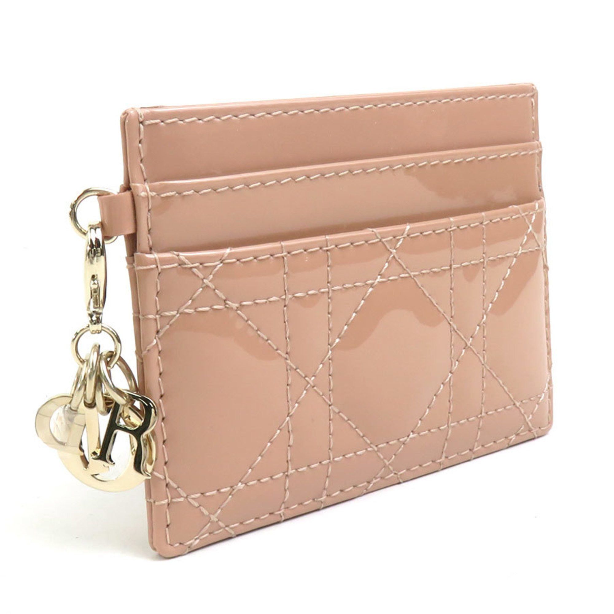 Dior Christian Dior Business Card Holder/Card Case Holder Enamel Pink Beige Women's 56018a Size ONE SIZE - 2 Thumbnail