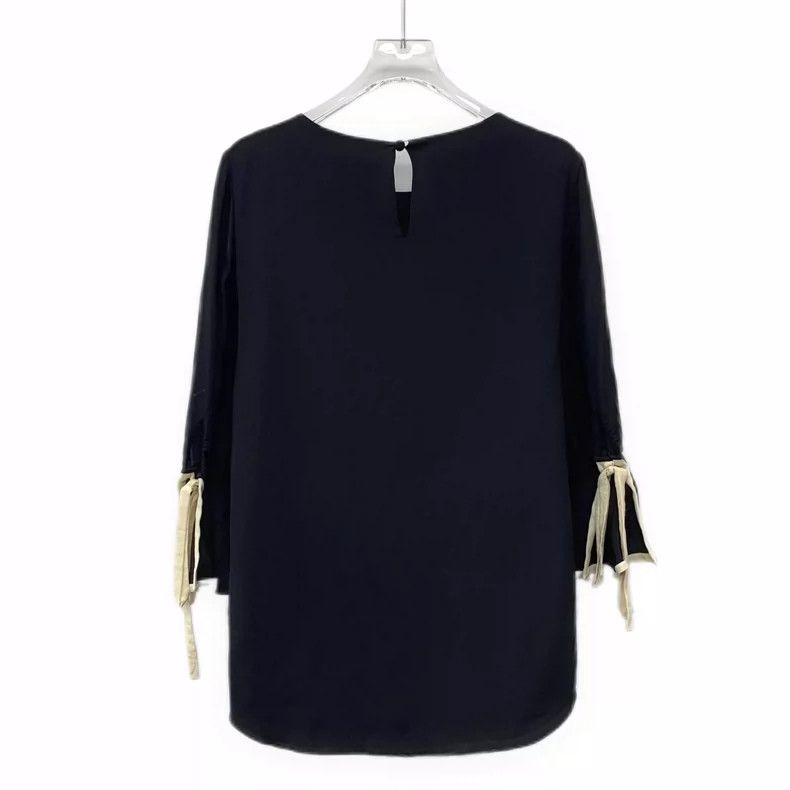 Chloe Chloe Black Silk Long Sleeve Tie Top Size S / US 4 / IT 40 - 2 Thumbnail