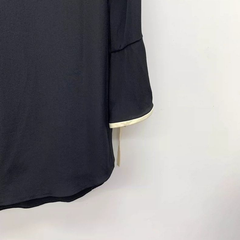 Chloe Chloe Black Silk Long Sleeve Tie Top Size S / US 4 / IT 40 - 4 Thumbnail