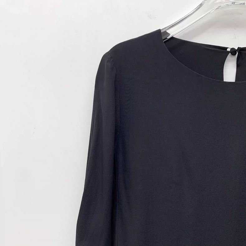 Chloe Chloe Black Silk Long Sleeve Tie Top Size S / US 4 / IT 40 - 3 Thumbnail
