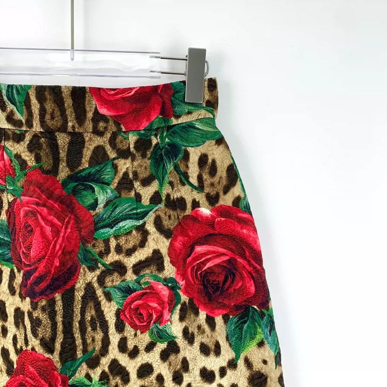 Dolce & Gabbana Dolce&Gabbana Rose Leopard Print Skirt Size 38" / US 16 / IT 52 - 3 Thumbnail