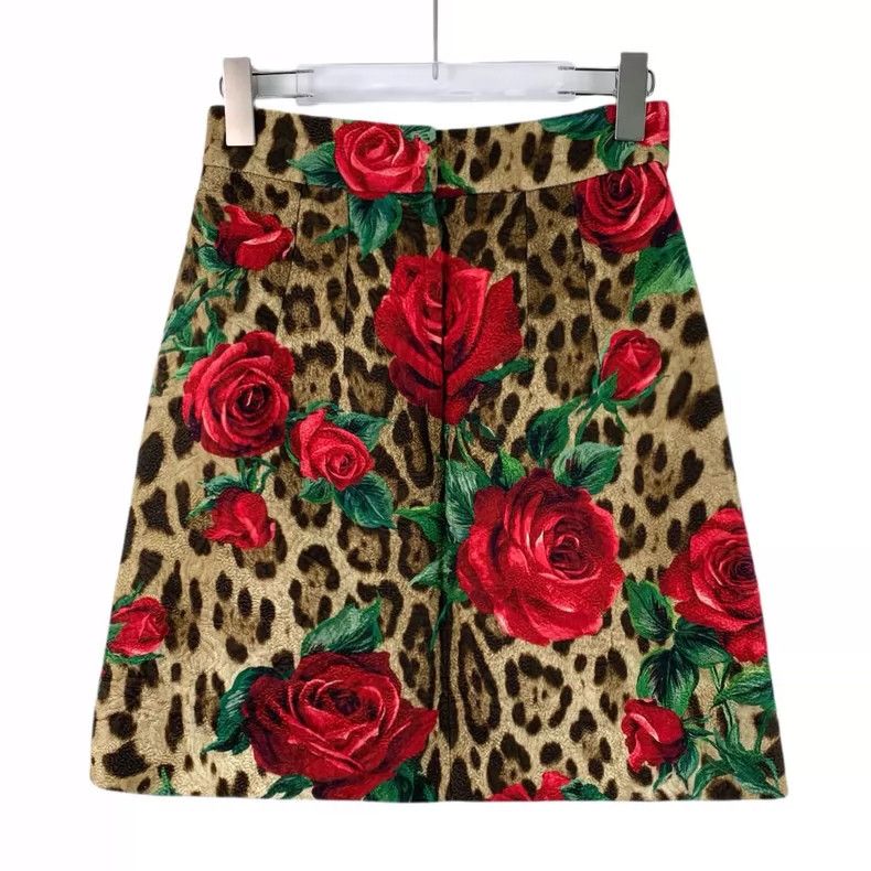 Dolce & Gabbana Dolce&Gabbana Rose Leopard Print Skirt Size 38" / US 16 / IT 52 - 2 Thumbnail