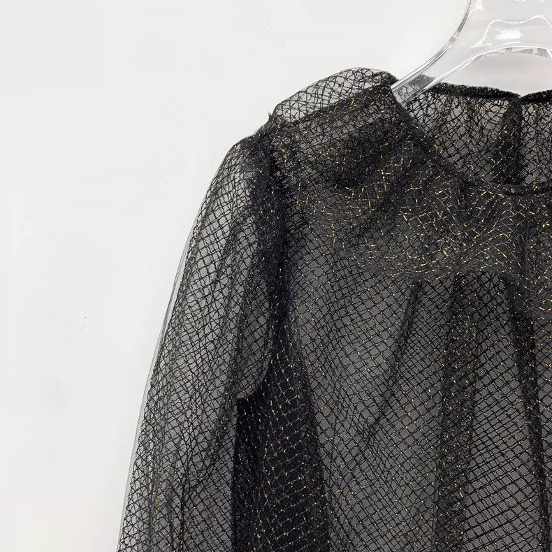 Dolce & Gabbana Black Lace Bell Sleeve Round Neck Shirt Size L / US 10 / IT 46 - 3 Thumbnail