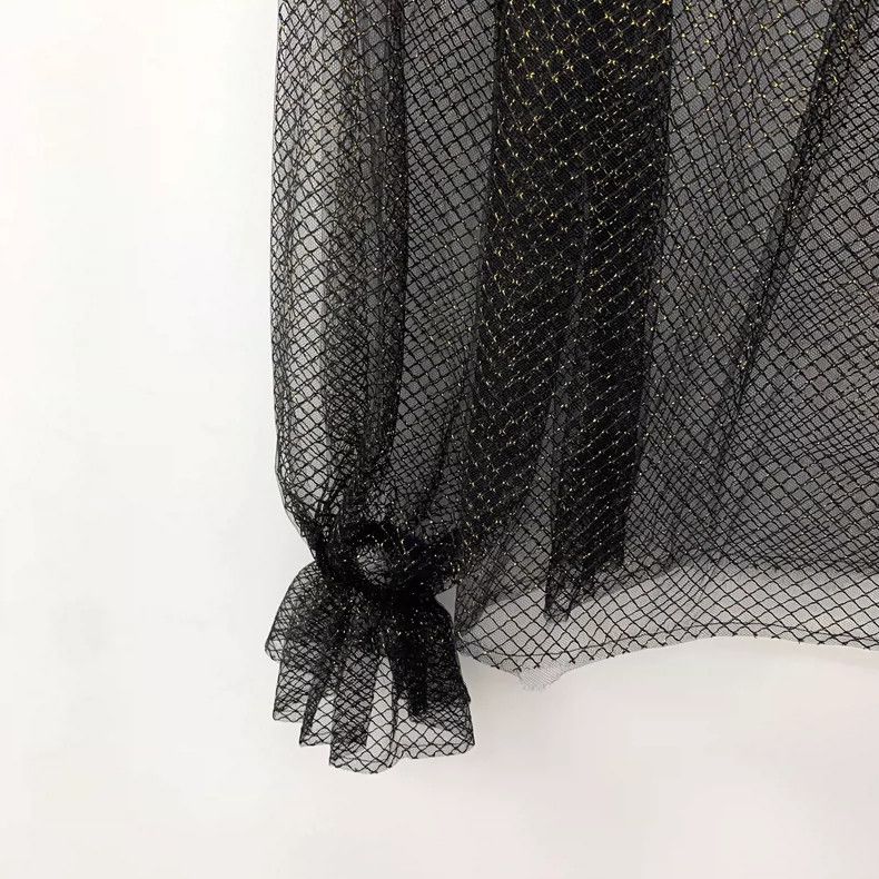 Dolce & Gabbana Black Lace Bell Sleeve Round Neck Shirt Size L / US 10 / IT 46 - 4 Thumbnail