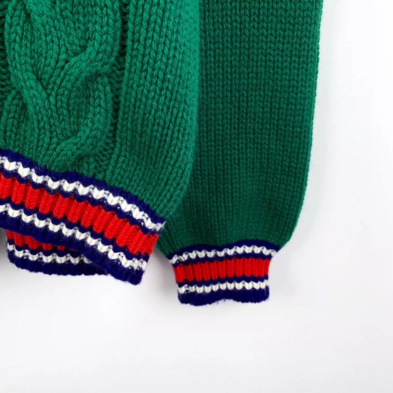 Gucci Green Cable Knit V-Neck Sweater Size M / US 6-8 / IT 42-44 - 4 Thumbnail