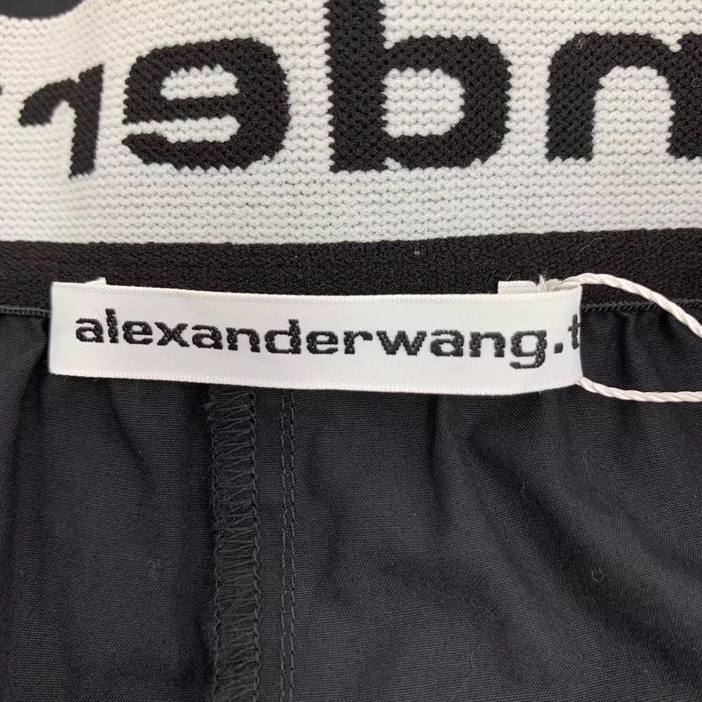 Alexander Wang Black Wide-Leg Cotton Pants with Logo Size 22" - 6 Thumbnail