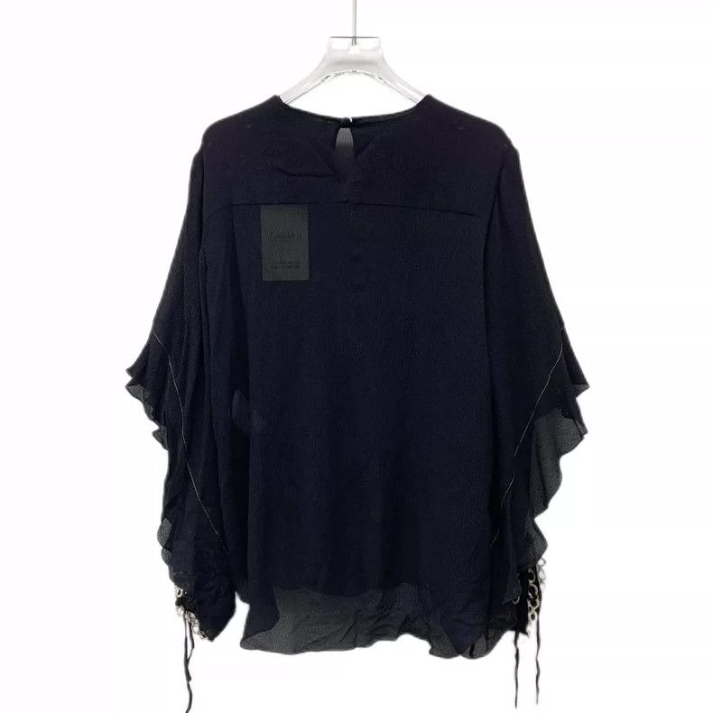 Chloe Black Beaded Silk Top with Ruffled Sleeves Size XS / US 0-2 / IT 36-38 - 2 Thumbnail