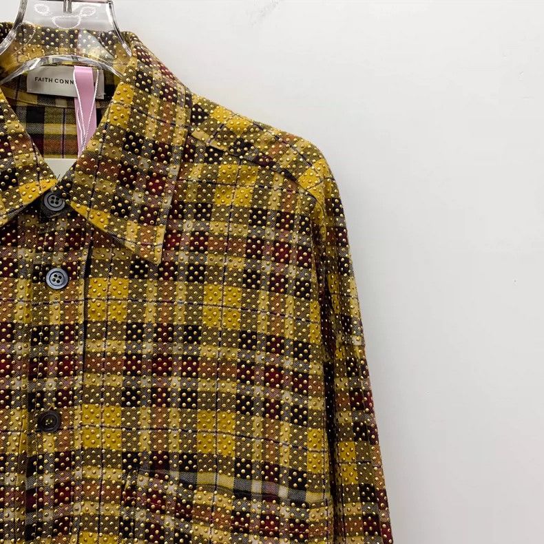 Faith Connexion Yellow Checkered Long Sleeve Button-Up Shirt Size S / US 4 / IT 40 - 3 Thumbnail
