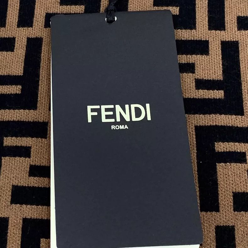 Fendi Brown Logo Knit Short Sleeve Top