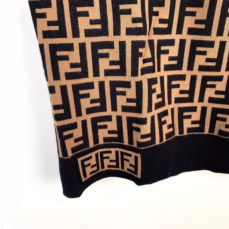 Fendi Brown Logo Knit Short Sleeve Top