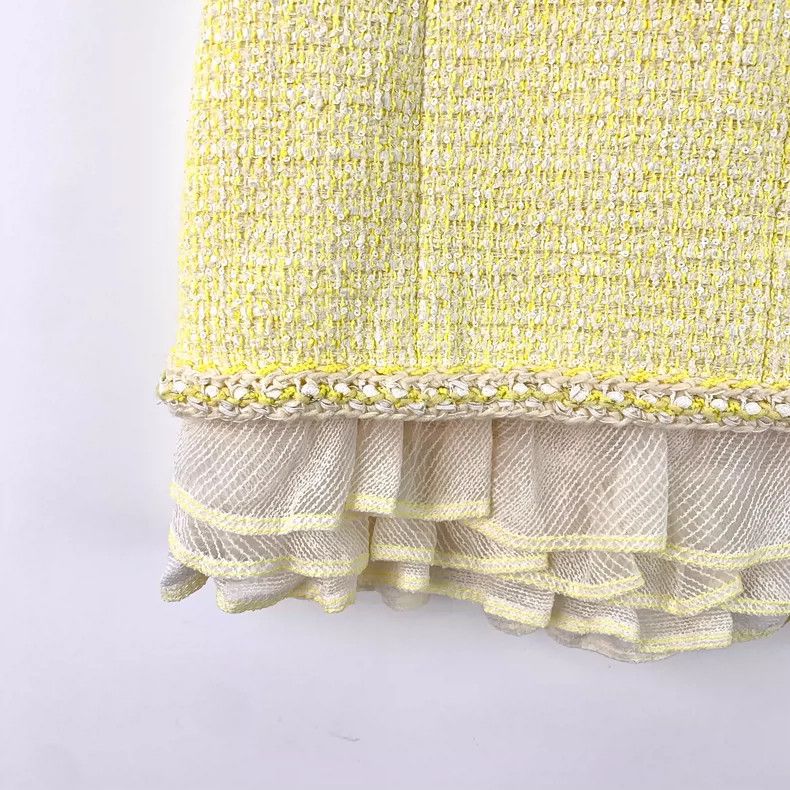 Chanel Yellow Sequin Cotton Weaved Skirt by Chanel Size 36" / US 14 / IT 50 - 5 Thumbnail