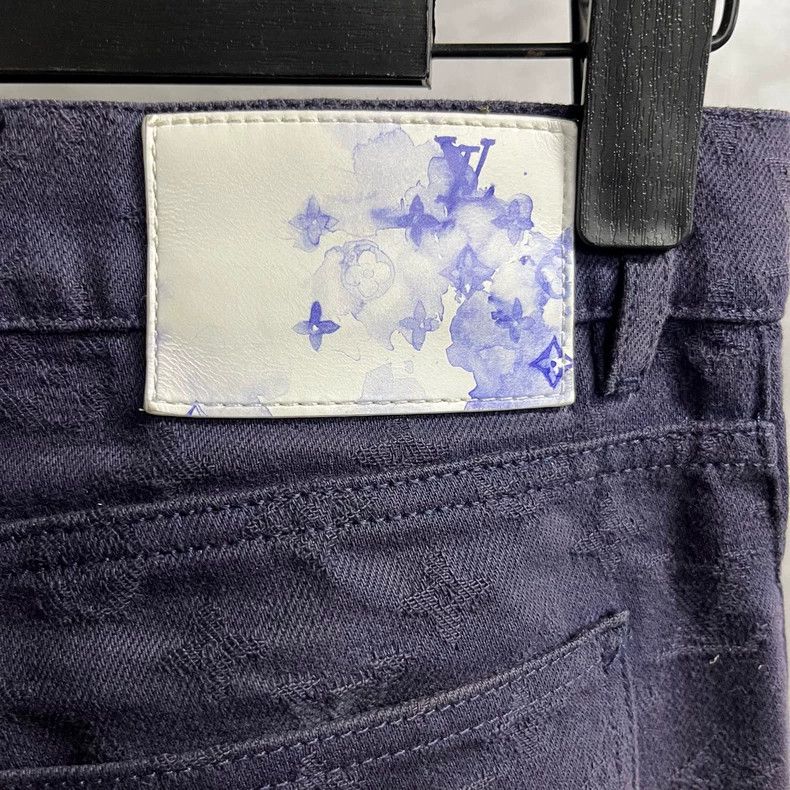 Louis Vuitton Louis Vuitton Dark Blue Denim Printed Pants Size 29" - 2 Thumbnail