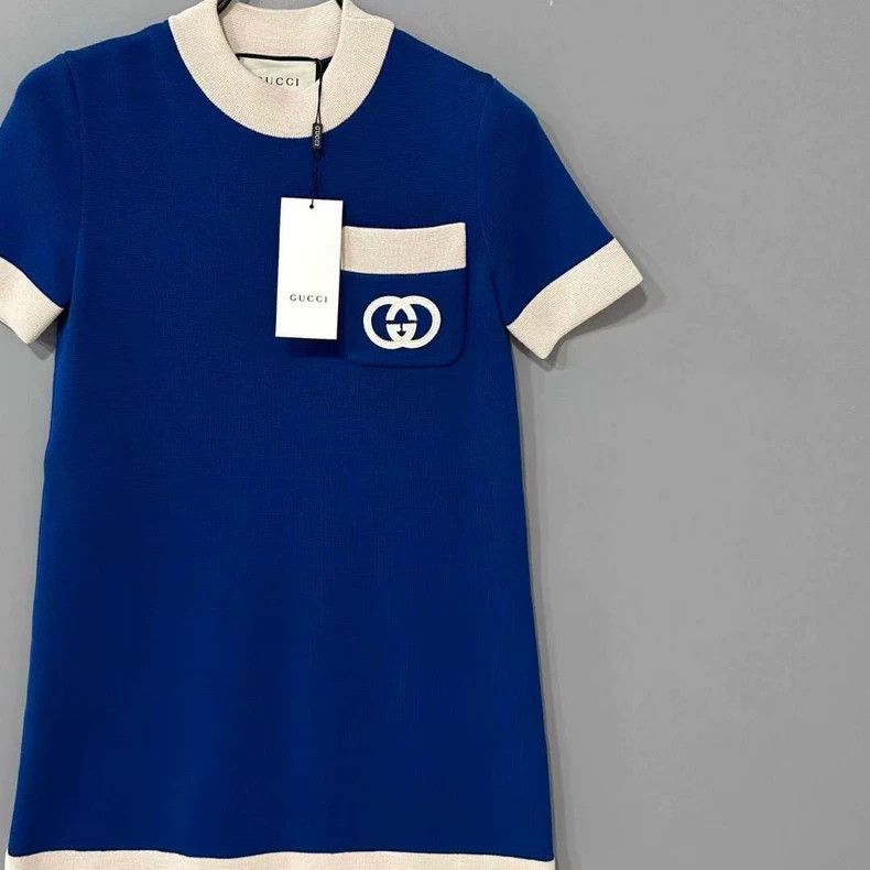 Gucci Blue Logo Knit Dress by GUCCI Size XXS / US 00 / IT 34 - 2 Thumbnail