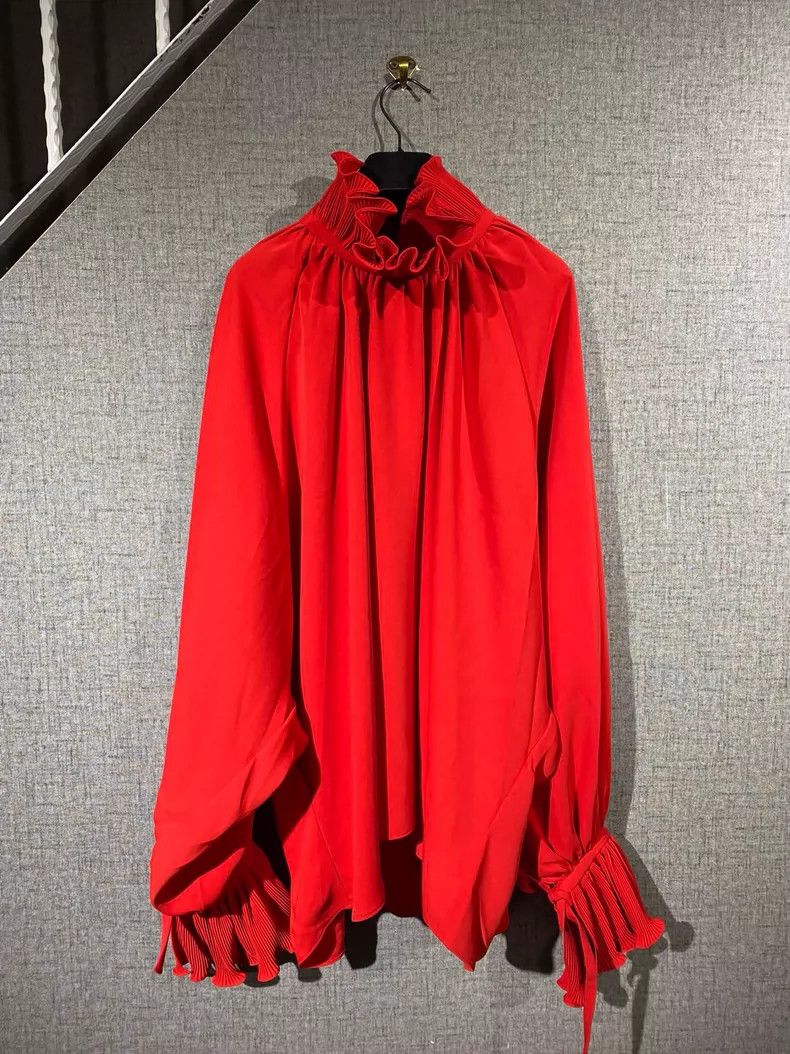 Balenciaga Red Balenciaga Women's Top with Unique Design Size L / US 10 / IT 46 - 2 Thumbnail