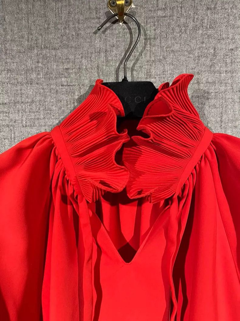 Balenciaga Red Balenciaga Women's Top with Unique Design Size L / US 10 / IT 46 - 4 Thumbnail
