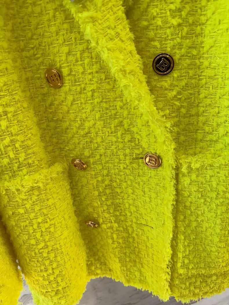 Balmain Balmain Double-Breasted Yellow Blazer Jacket Size L / US 10 / IT 46 - 4 Thumbnail