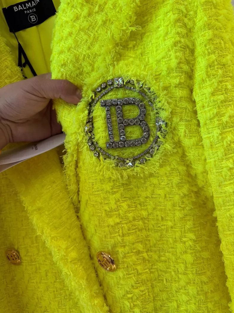 Balmain Balmain Double-Breasted Yellow Blazer Jacket Size L / US 10 / IT 46 - 3 Thumbnail