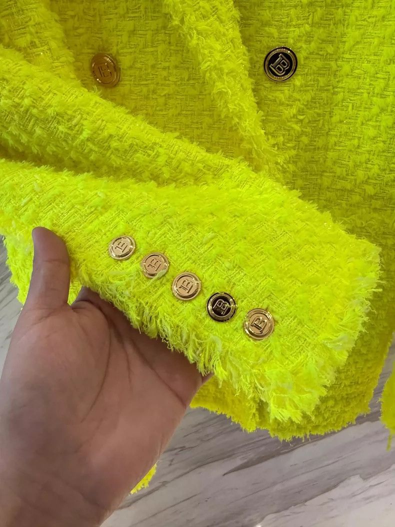 Balmain Balmain Double-Breasted Yellow Blazer Jacket Size L / US 10 / IT 46 - 5 Thumbnail