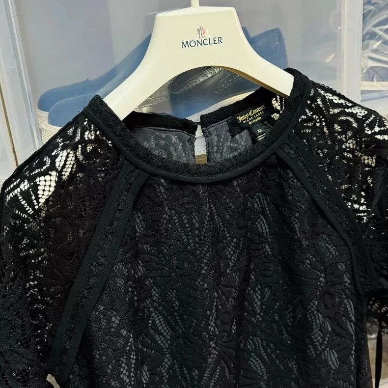 Juicy Couture Juicy Couture Black Lace Short Sleeve Top Size XS / US 0-2 / IT 36-38 - 2 Thumbnail