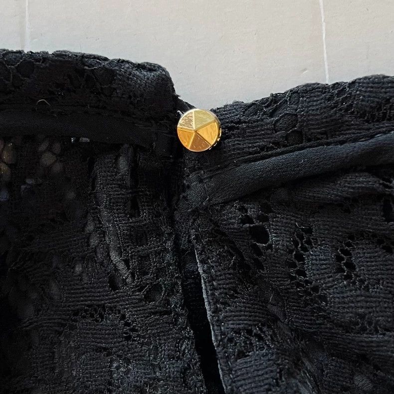 Juicy Couture Juicy Couture Black Lace Short Sleeve Top Size XS / US 0-2 / IT 36-38 - 7 Thumbnail