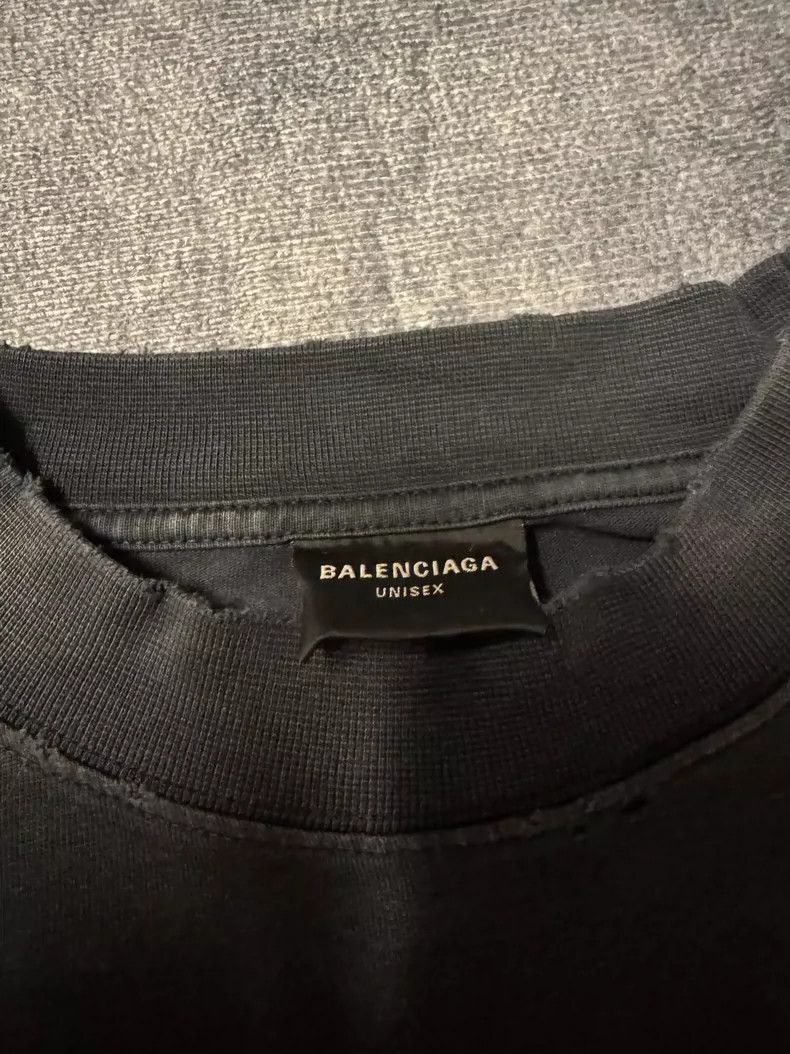 Balenciaga Balenciaga Black Logo Print Long Sleeve T-Shirt Size L / US 10 / IT 46 - 3 Thumbnail