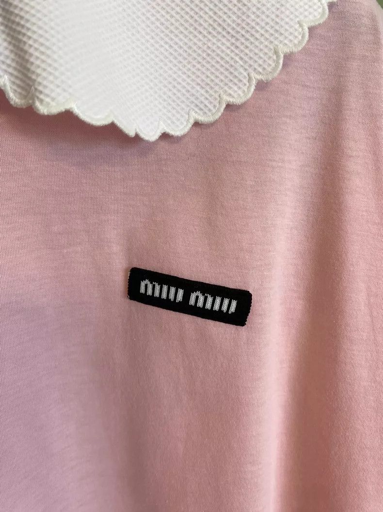 Prada Miumiu Logo Collar Short Sleeve T-Shirt Size M / US 6-8 / IT 42-44 - 2 Thumbnail