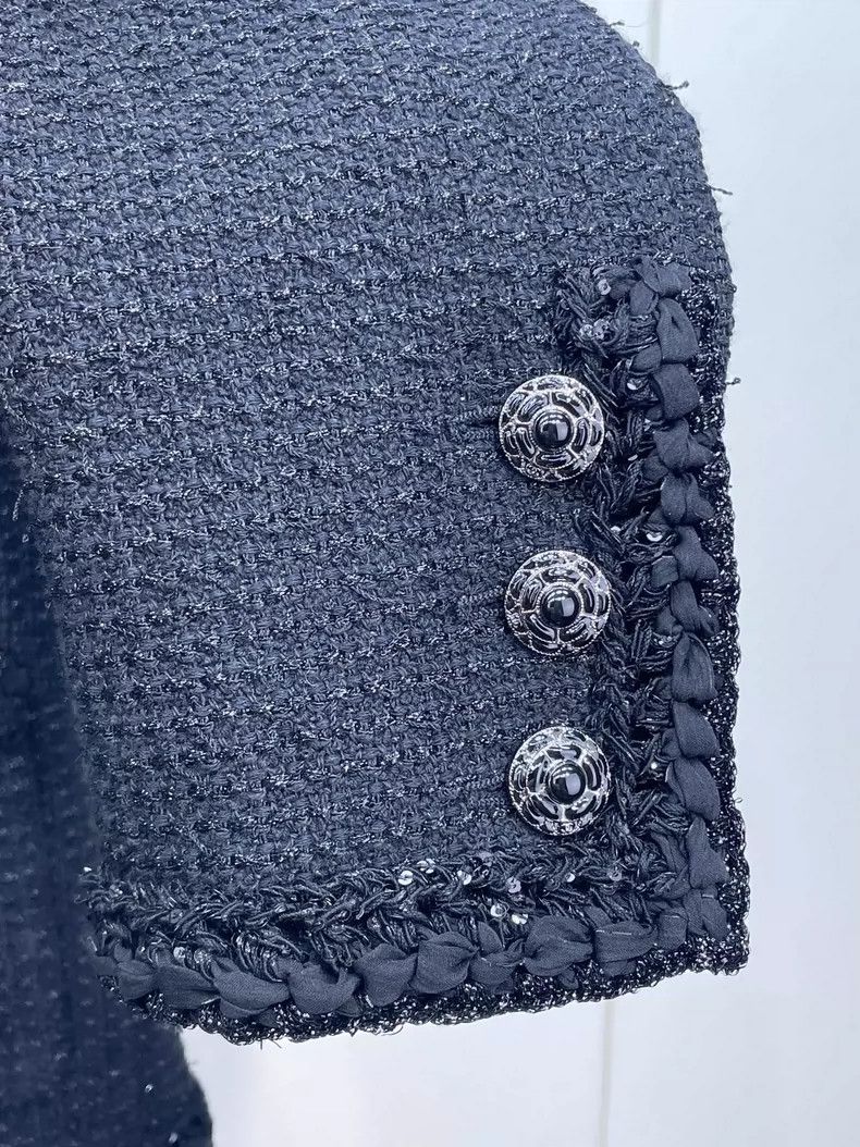 Chanel Chanel Black Tweed Jacket with Details Size S / US 4 / IT 40 - 3 Thumbnail